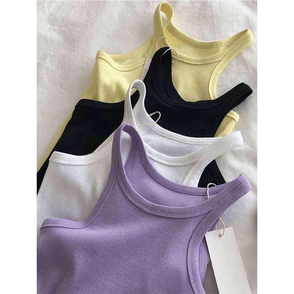 2024 Tank Tops Sexy Cropped Top Female Summer Camisole Camis Black White Sport Clothes For Women 26Y0209