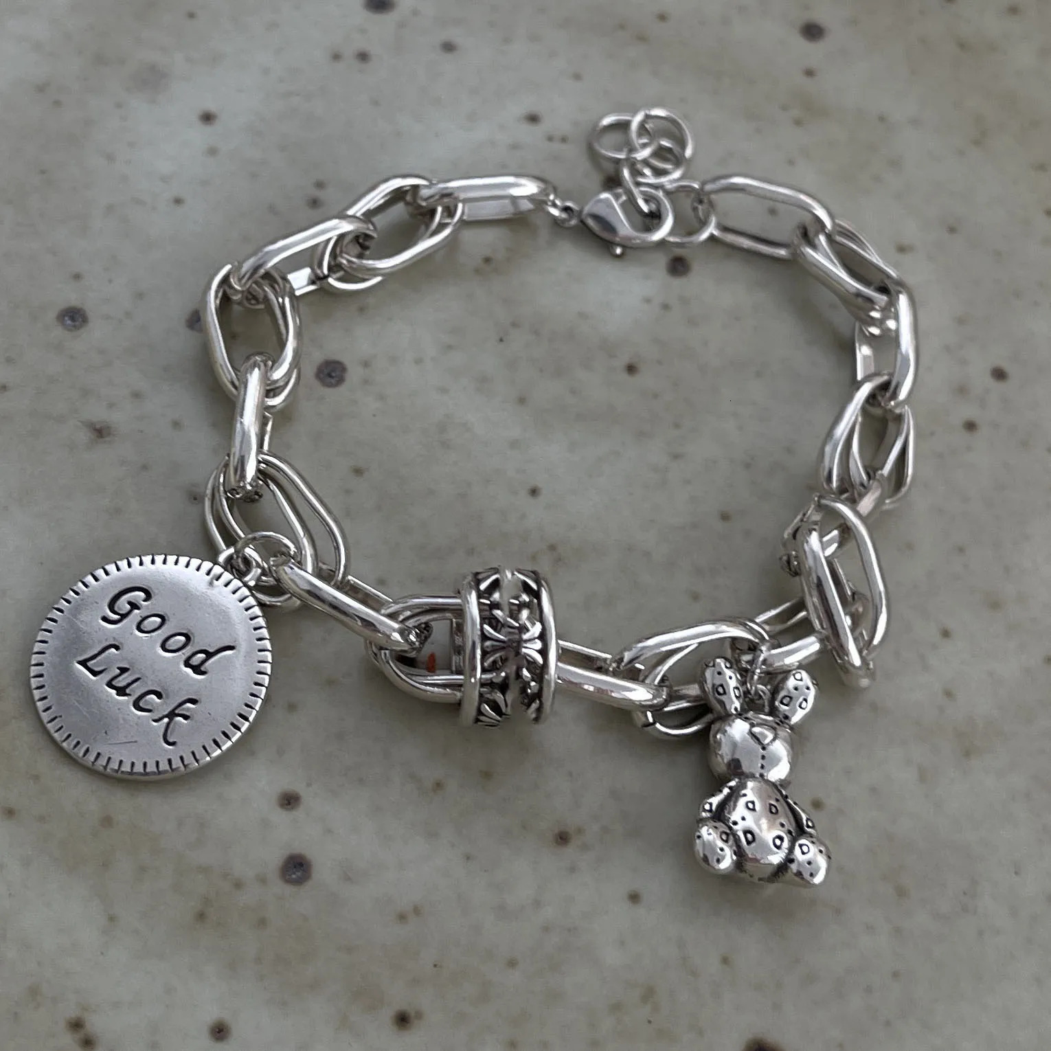 925 Sterling Silver Bracelets for Women Men String Accessories Trend Vintage Rabbit Pendant Party Jewelry Gift 260128