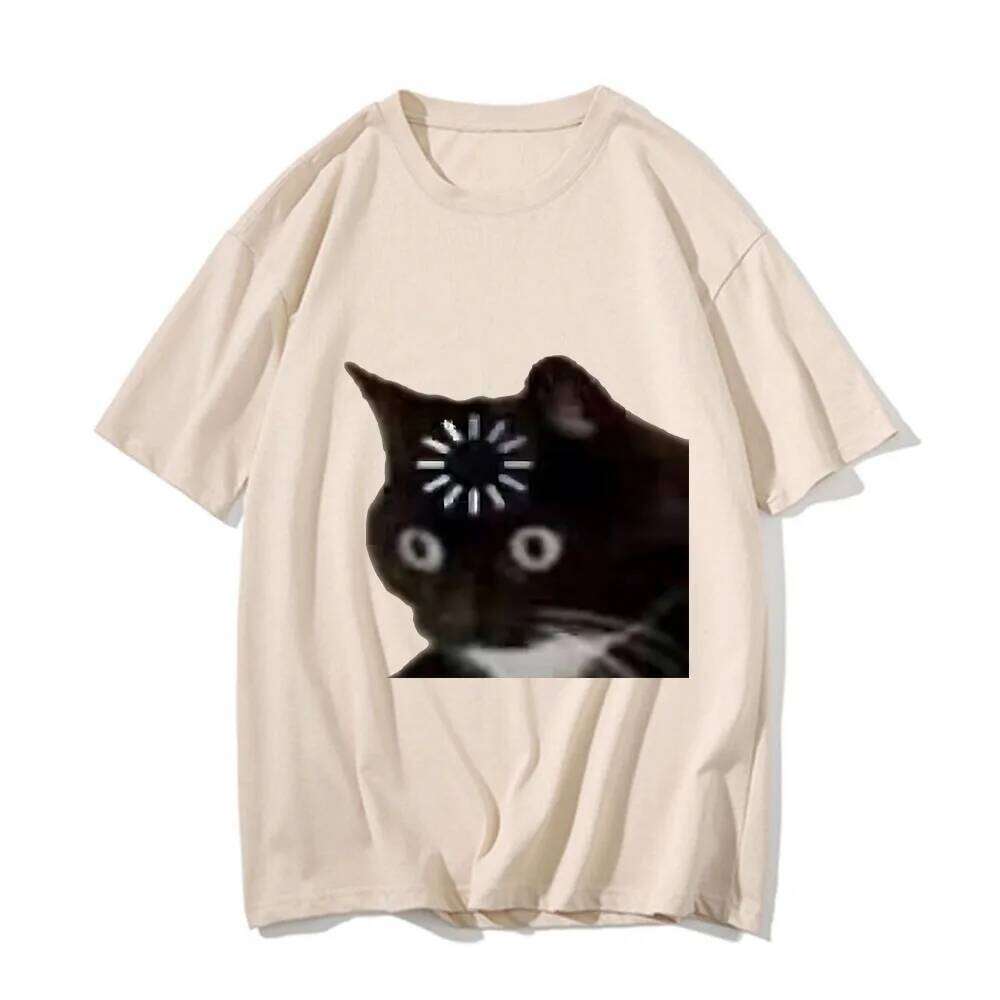 Funny Cat Emotion Print Loose T-shirt Kawaii Summer Fashion Short Sleeve Y2k Women's Clothes Aesthetic Outfits Graphic T Shirts X260209