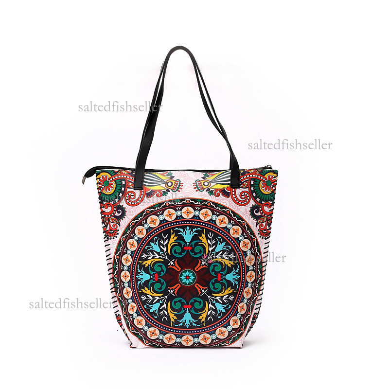 2026 Luxury Retro Ethnic Style Shopping Bag, Fashionable Women's PU Soft Leather Printed Shoulder Bag Hong Kong Style Mommy Handmade Three-dimens