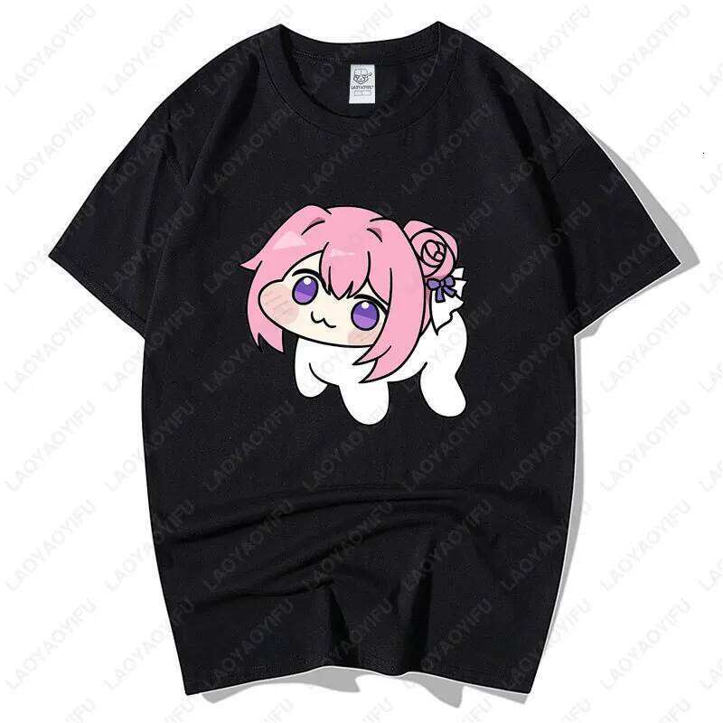 Kawaii Japan Anime Girl Cotton Tees Men Women Otaku Loungewear Pastel Pink Haired Character Drink Coffee Art Print Casual Tops X260209