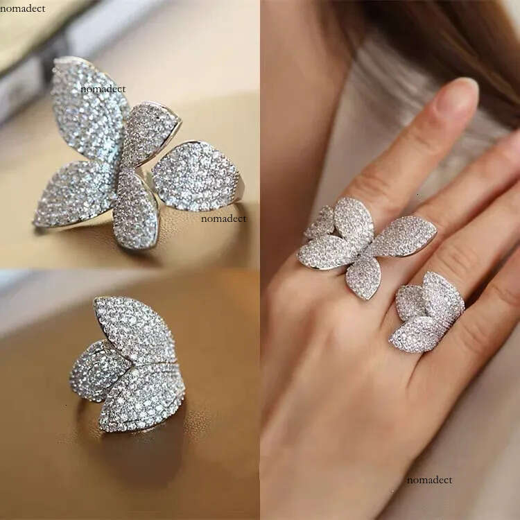 Ins Top Sell Wedding Sets Elegant Jewelry Sterling Sier Pave White Sapphire CZ Dia Gemstones Party Women Stud Earring Open Adjustable Ring b1