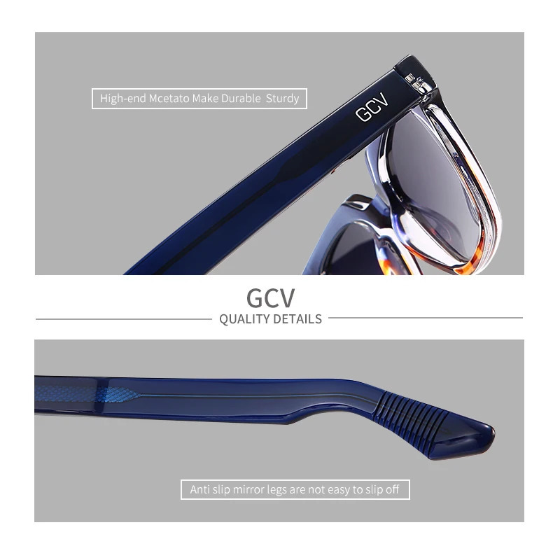 GCV Appearance Patent Acetate Fashion Women Sunglasses Retro Rectangle Sun Glasses Female Vintage Square Eyewear 260206