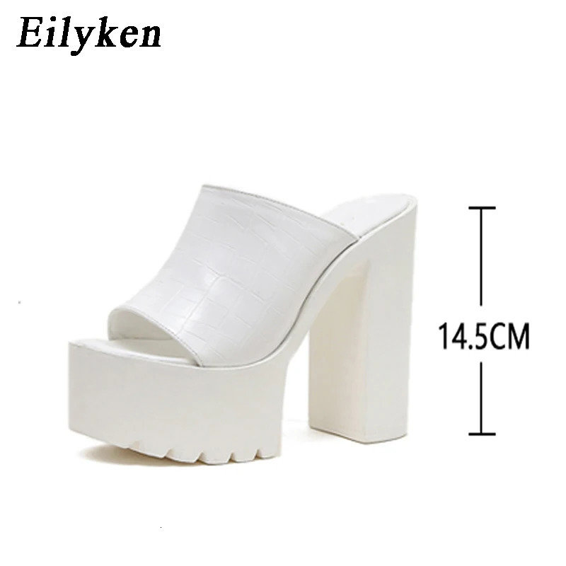 Eilyken Open Toe Women Slippers Fashion Platform Concise Gladiator Party Shoes Female Square High Heels Sandals 260208