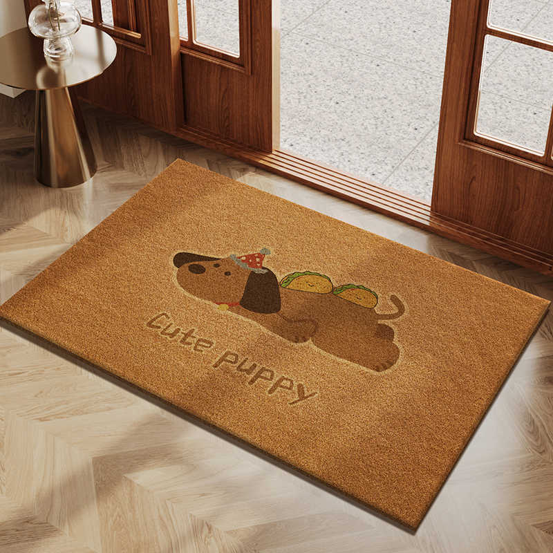 Cartoon Imitation Coconut Palm Entryway Doormat Home Entrance Mat Non-Slip Wear-Resistant Cuttable Dirt-Resistant Foyer Carpet S260207