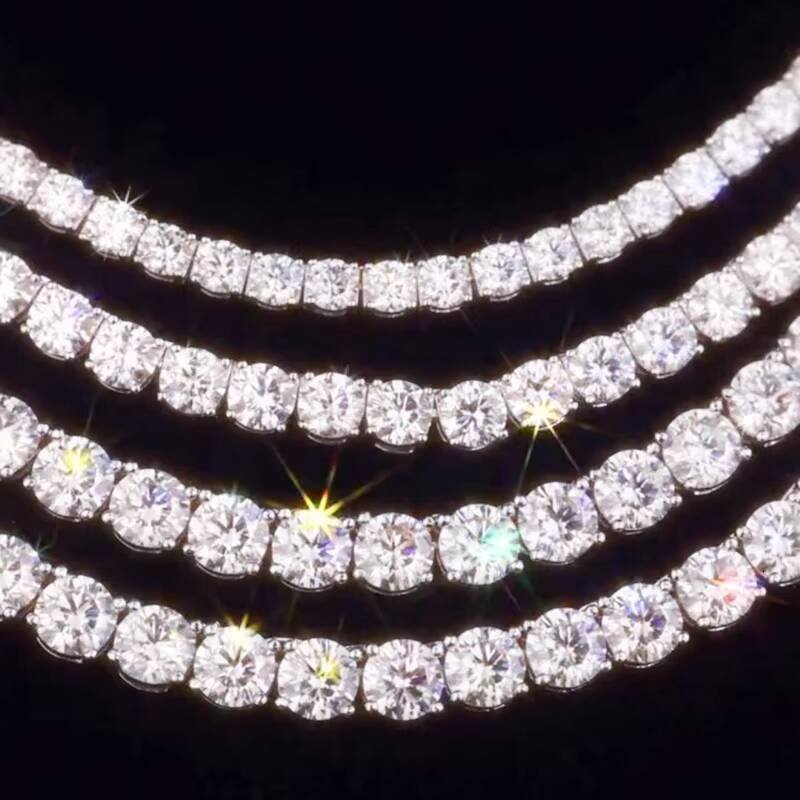 Wholesale Factory Price 3mm-6mm Moissanite Tennis Necklace with 925 Silver VVS Cold Hip Hop Glitter Chain