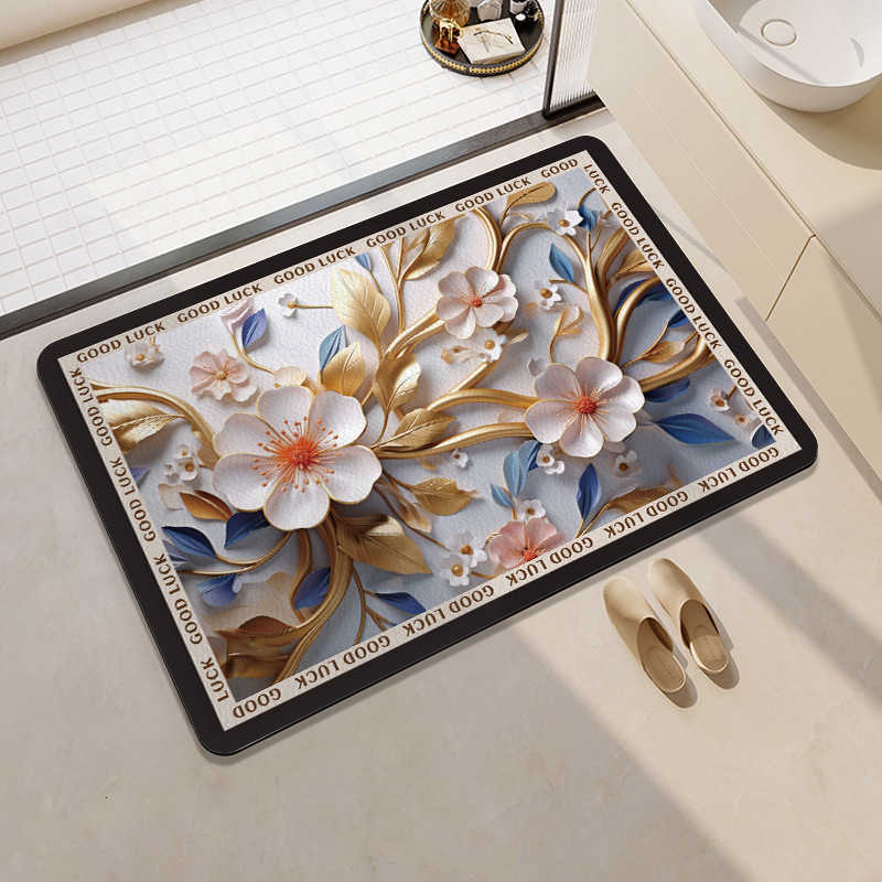 Entrance door mat hallway anti-slip and dirt-resistant foot mat diatom mud absorbent leather carpet door mat entry mat can be cut to size S260207
