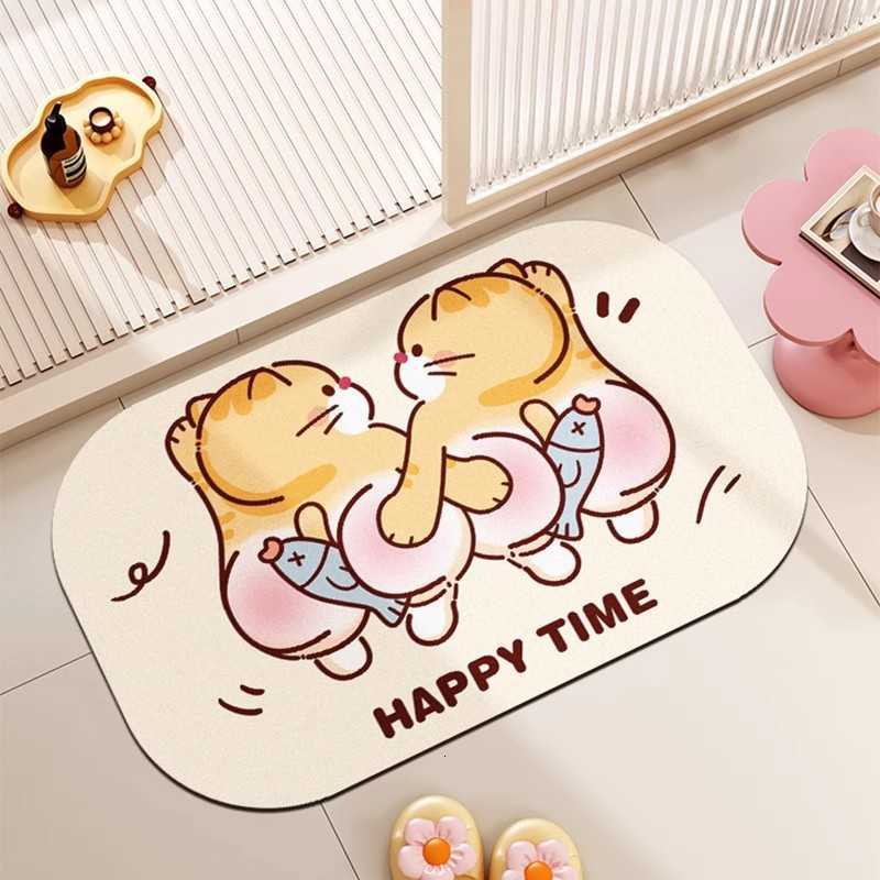 Cartoon Squeeze Diatomaceous Earth Absorbent Mat Bathroom Non-Slip Quick-Dry Foot Mat Easy to Clean Entrance Door Mat S260207