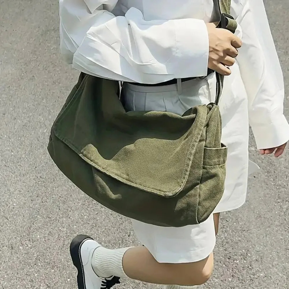 Womens Messenger Bag Vintage Handbag Canvas Teenager Shoulder Tote Bags Casual Crossbody Handbags 260208