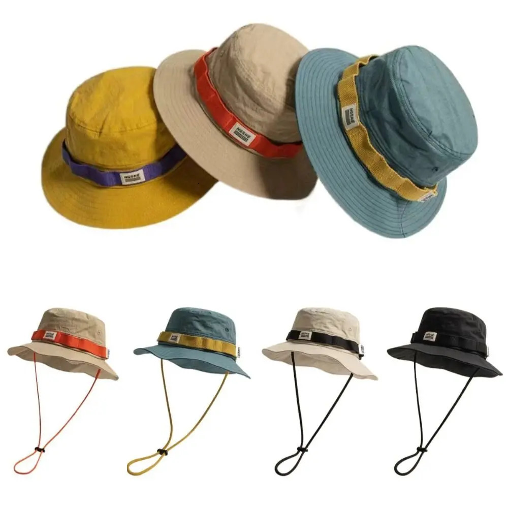 Travel Contrast Vintage Fisherman Hat for Men and Women Summer Outdoor Camping Mountaineering Hat Large Brim Sun Hat 260204