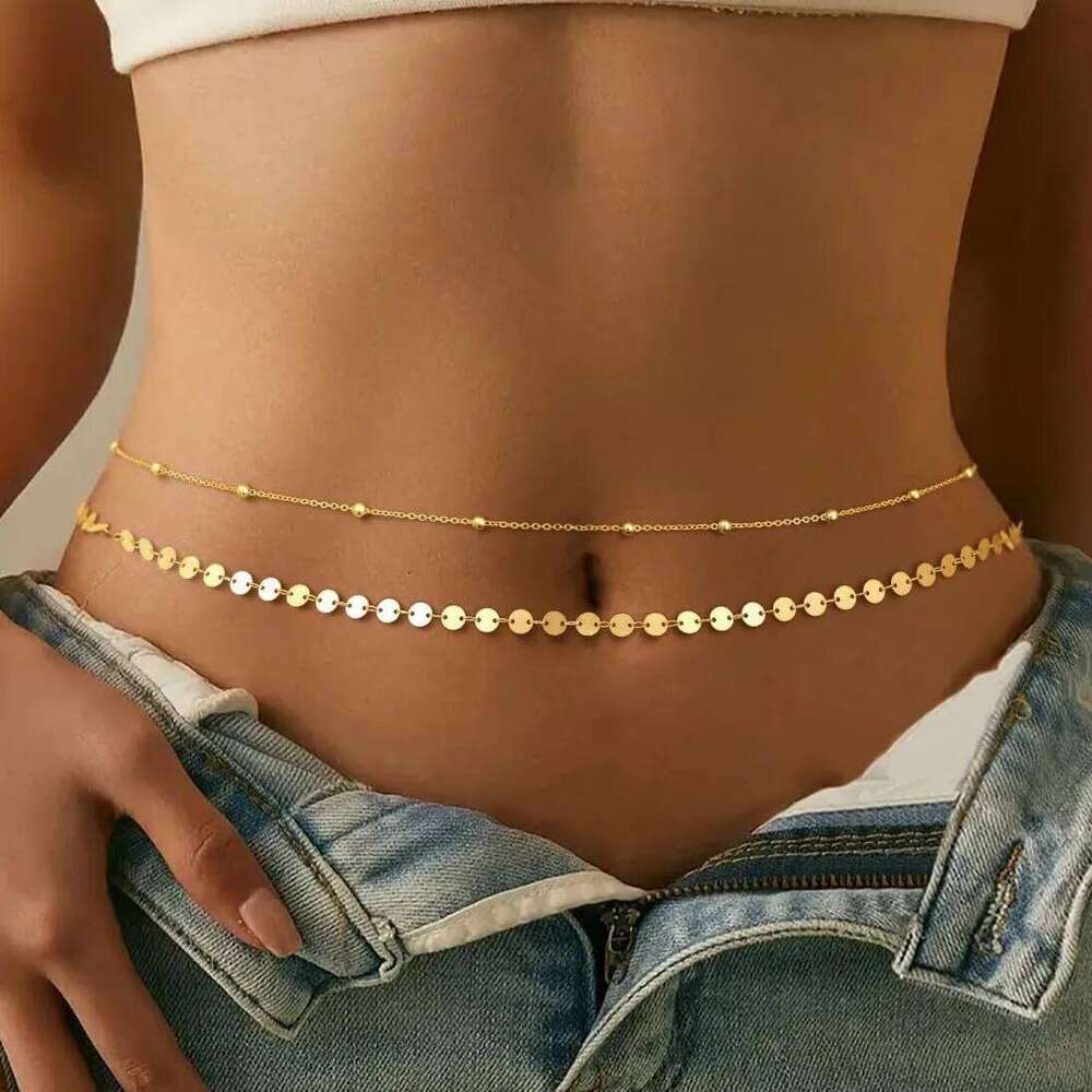 Beaded Belly For Women Gold Silver Color Metal Beach Bikini Link Chains Waist Body Jewelry Accessory X260209