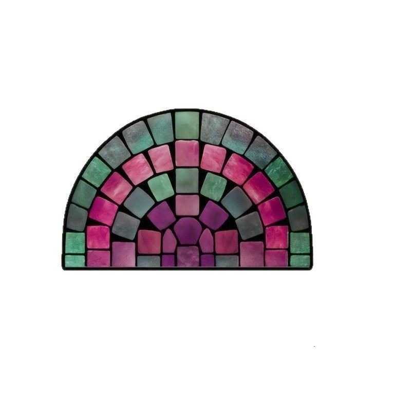 Semi-circular entrance door mat dirt-resistant and water-absorbent foot mat Bohemian style crystal velvet floor mat S260207