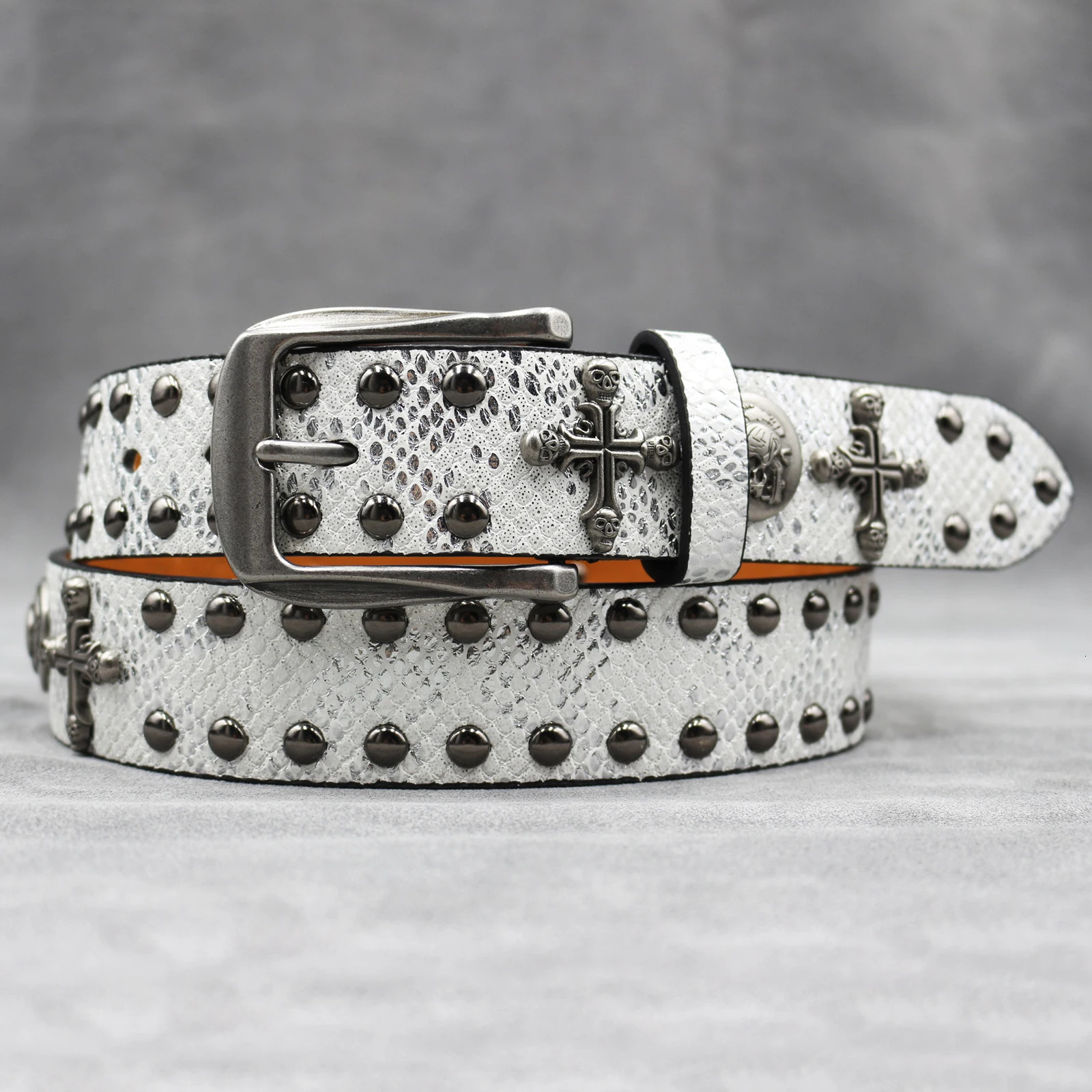 Y2K Punk Men Belt Leather Belt Male Cowboy Rock Rivet Black Strap Ceinture Homme Riem Jeans Studded Western Belt 260124