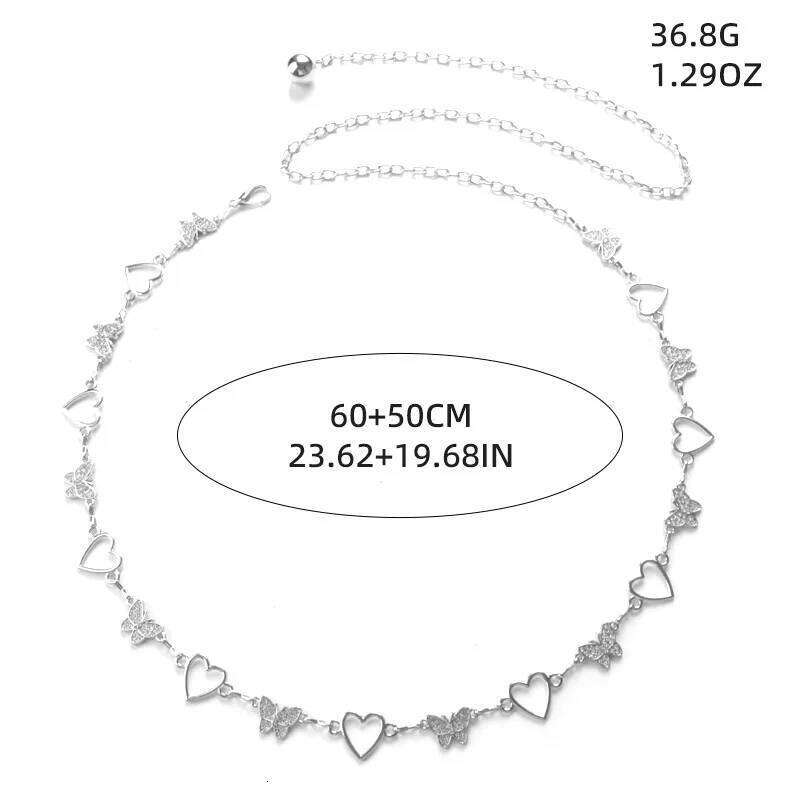 Fashionable Single-layer Simple Butterfly Heart-shaped Alloy Waist Street Photography Women's Body Chain Jewelry X260209