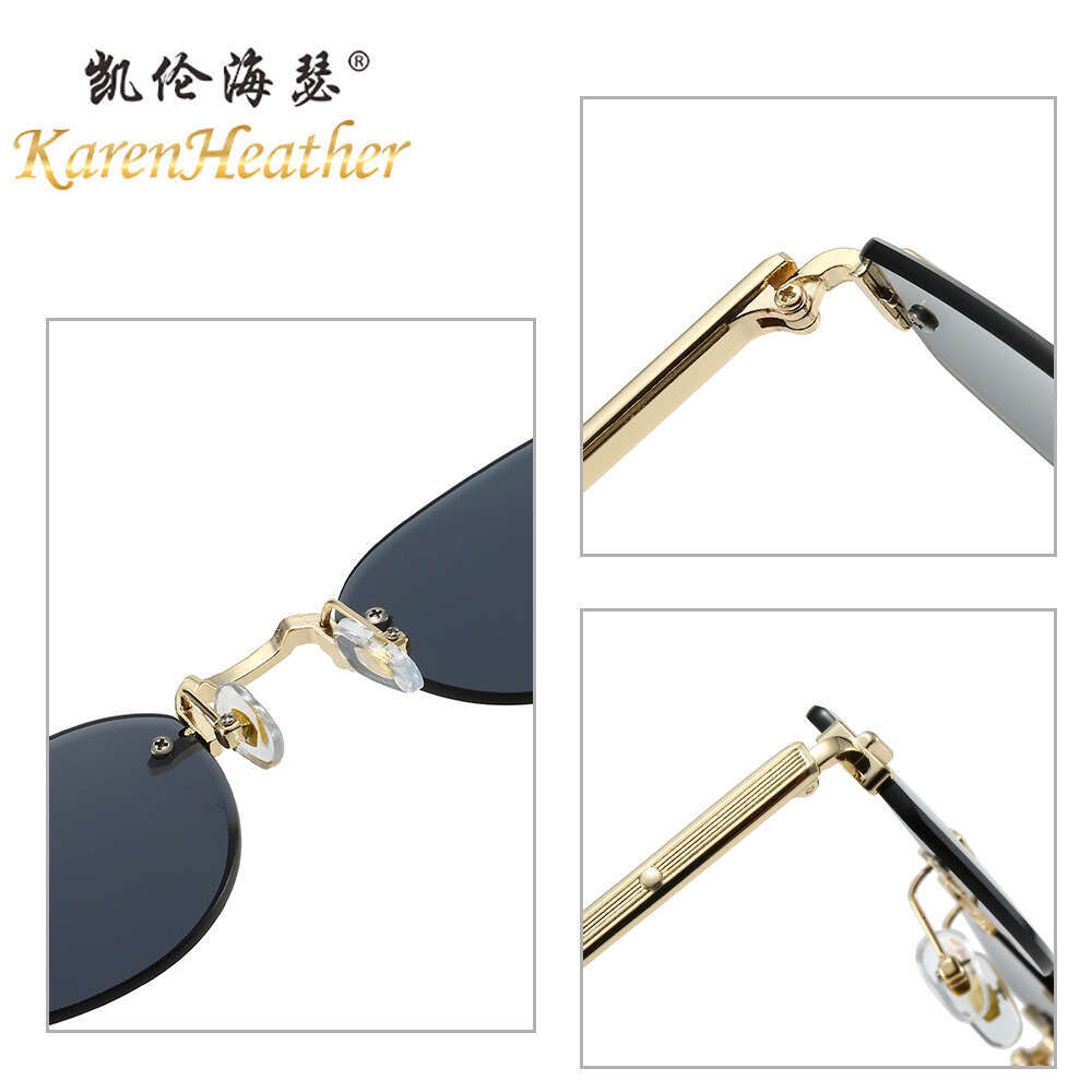 New Frameless for Women 2505 Fashionable High-End European and American Retro Cat-Eye Metal Sunglasses