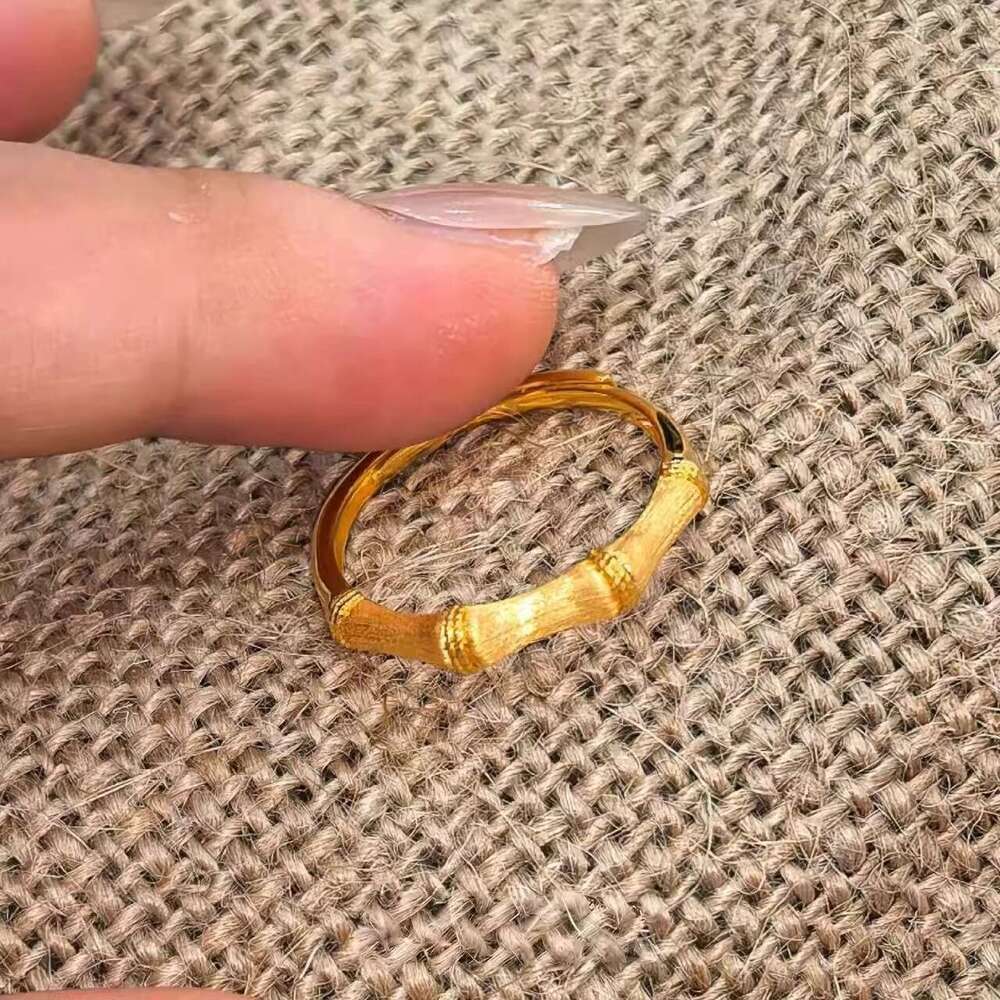 New Chinese-style Gold-brushed Bamboo Ring With A Casual Design Versatile And Available