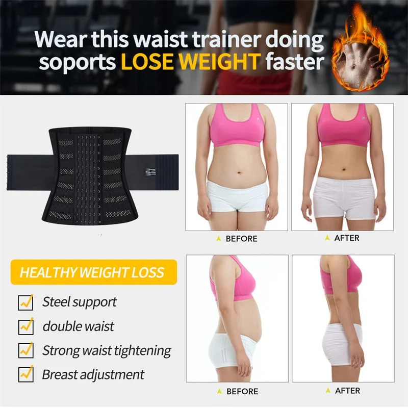 MiiOW 3-Piece Waist Trainer Corset Women Binders Shapers Tummy Wrap Body Shapewear Slimming Belt Flat Belly Workout Girdle 260207