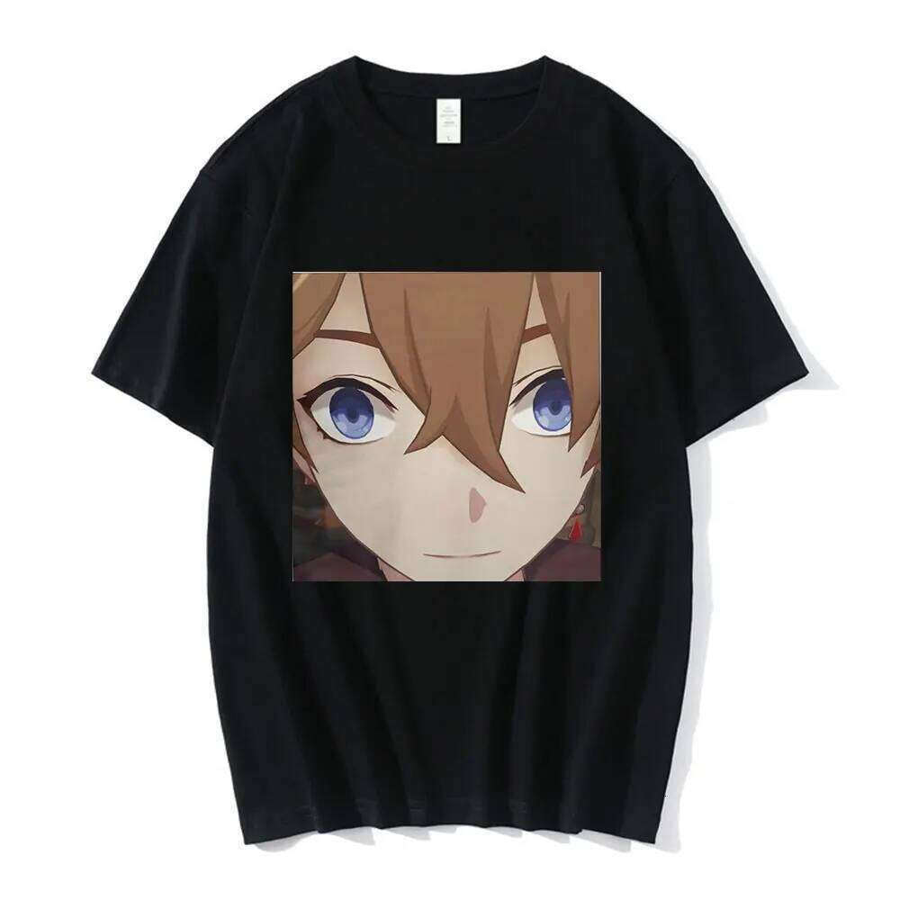 Anime Tartaglia Face Meme t shirt men Fashion Tee Short Sleeve Genshin Impact Game T-Shirts O Neck Tops women camiseta X260209