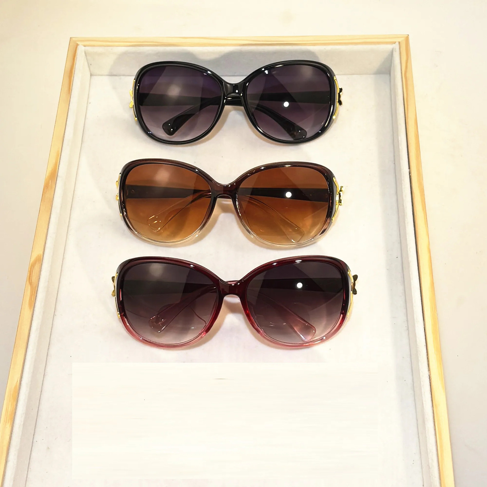 2PCS Fashion Oversized Sunglasse Plastic Female Big Frame Gradient Sun Glasses UV400 gafas de sol mujer 260207