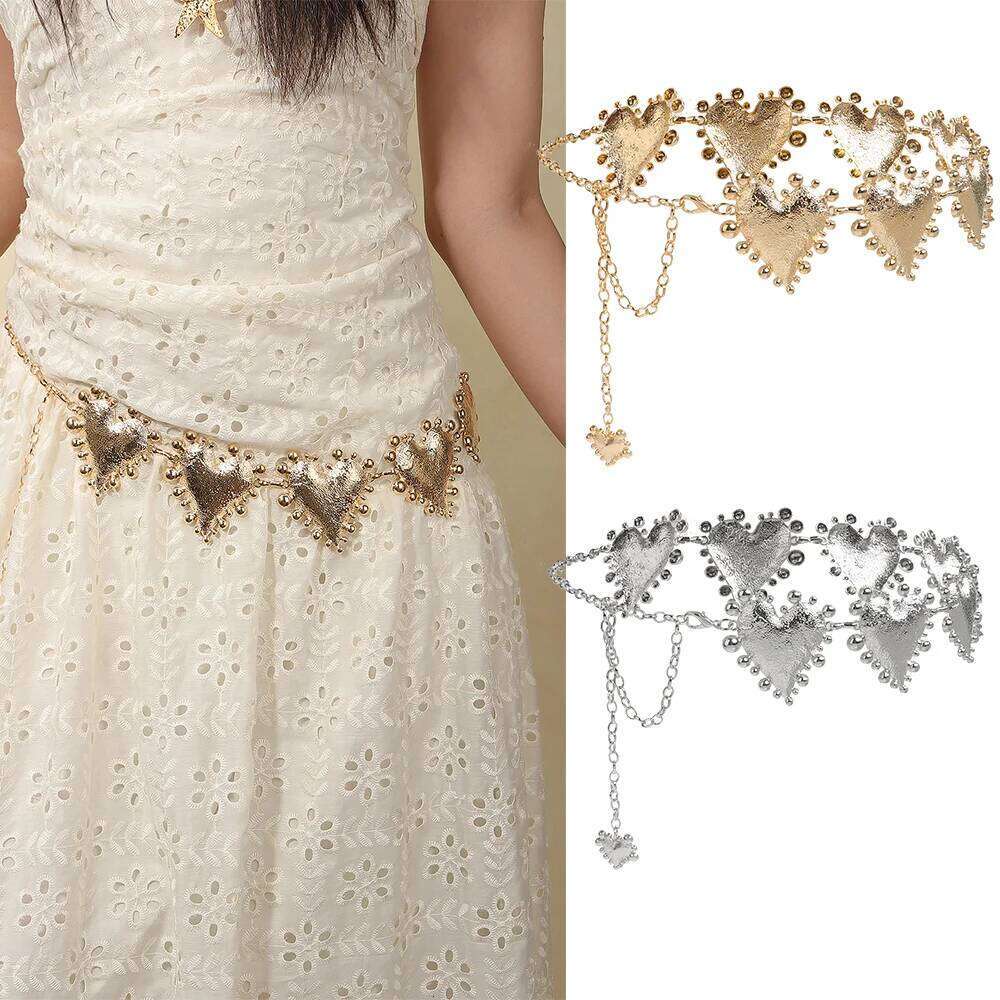 Ladies Heart-Shaped Metal Waist High-Quality Summer Beach Body Chain Accessory for Women X260209