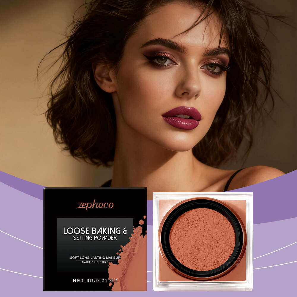 Zephoco Deep Skin Tone Setting Lightweight Natural Fit Delicate Soft Loose Powder Not Easy to Fall Off