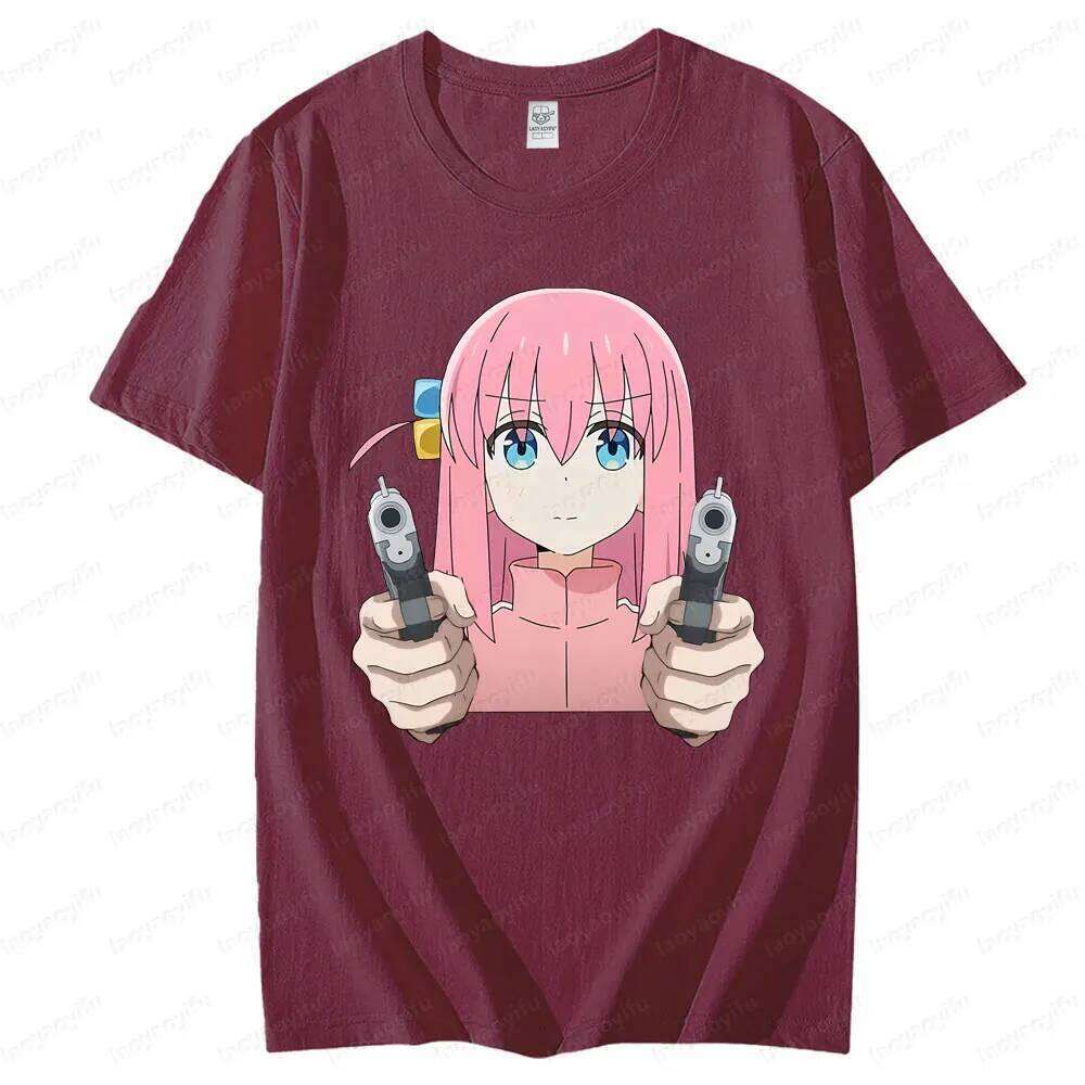 BOCCHI THE ROCK Funny Bocchi Girl Printed Short Sleeve Men Women Universal Fashion Casual Crewneck T-shirt Anime Enthusiast Tee X260209