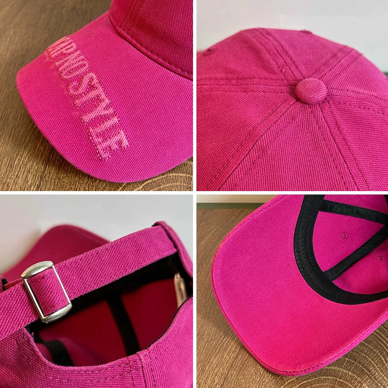 BEAUTODAY Spring Baseball Caps Women Cotton Large Size Rose Red Solid Color Ladies Accessories Handmade 96564 260208