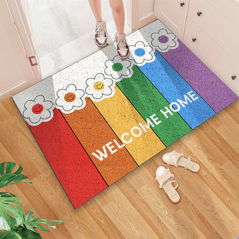 Floor mat for home entrance carpet door mat entryway door mat foot mat rainbow silk loop door mat S260207