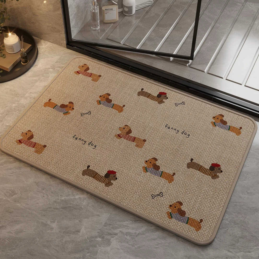 Cartoon puppy bathroom linen floor mat household non-slip bathroom mat water-absorbent bathroom mat S260207