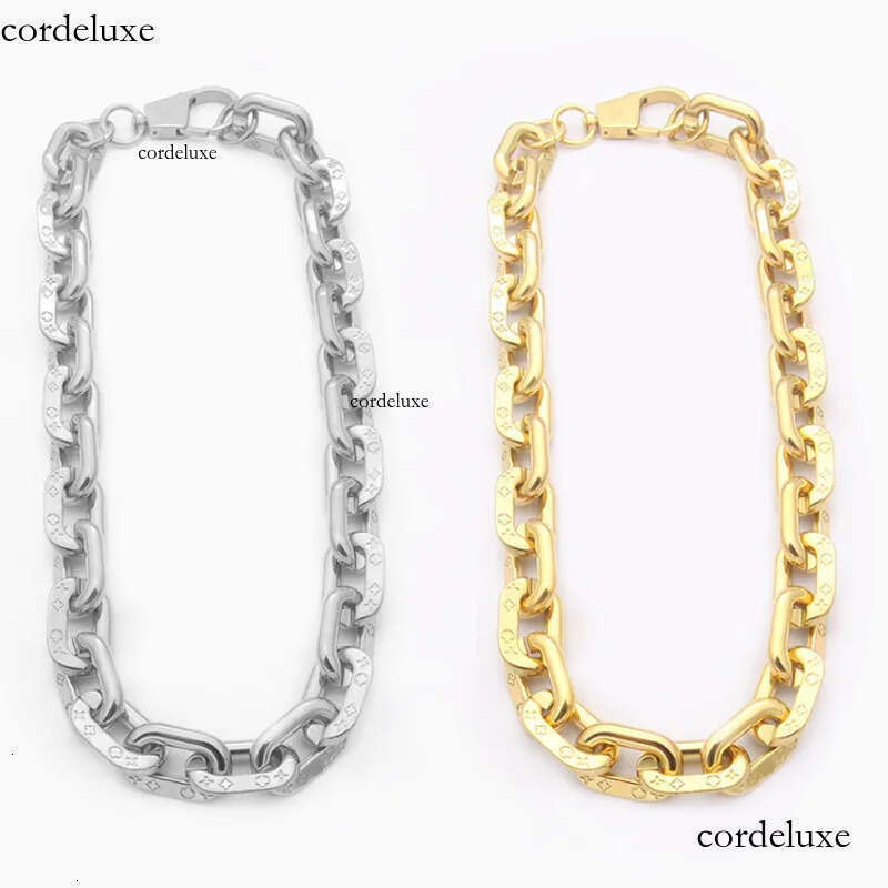 V Letter Mens Designer Titanium Stainless Steel Gold Chains Thick Chain Printed Necklace Jewelry For Womens b6
