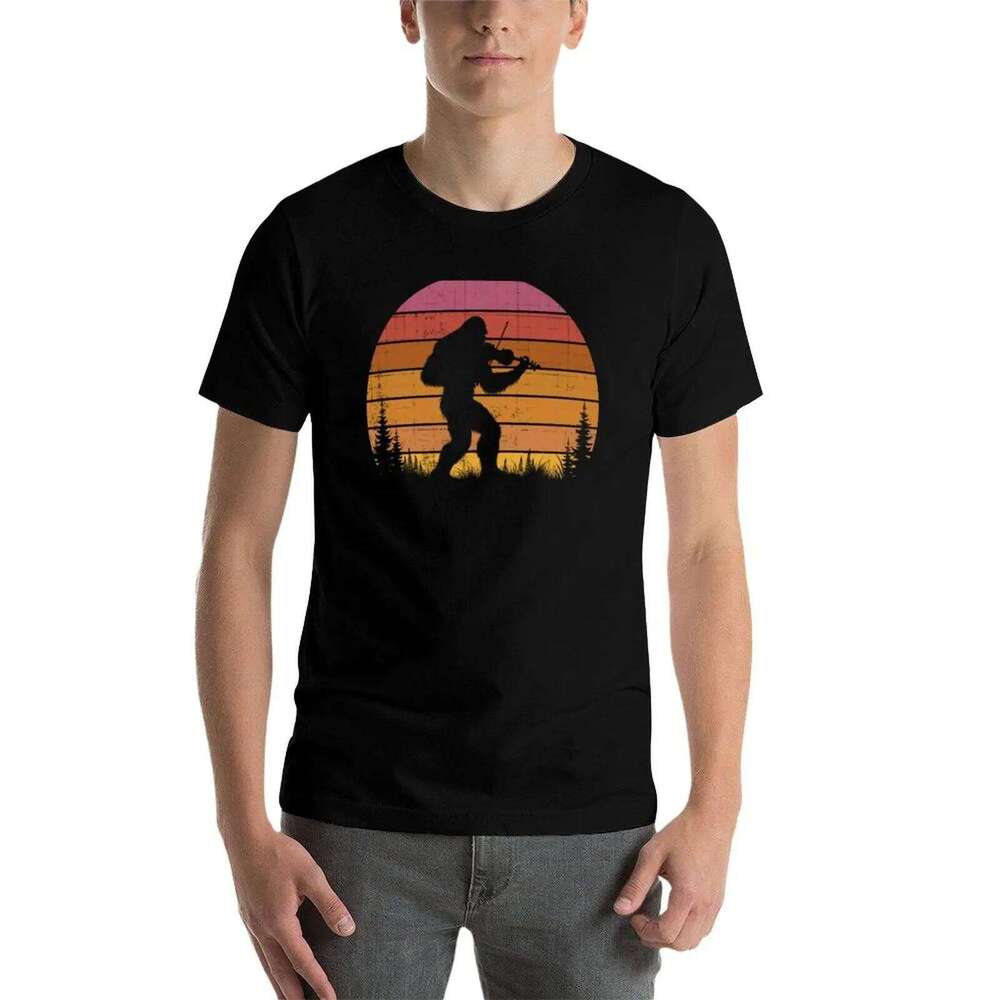 Lover Vintage luxury T-Shirt man t the shirt Sasquatch Music Sunset Violin Playing X260209