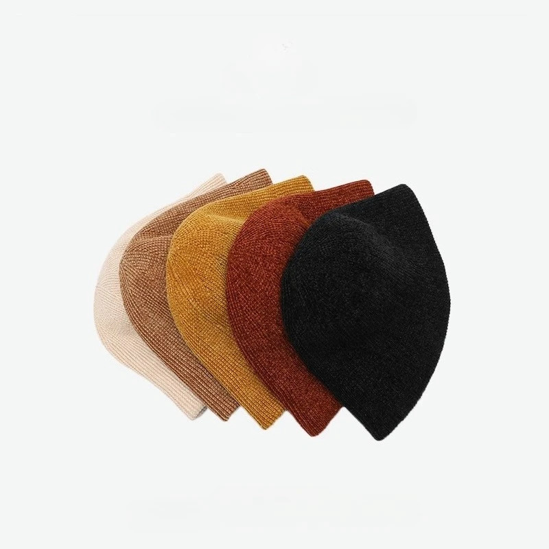 Autumn and Winter Knitted Bucket Hat Big Head Circumference Hat Womens Basin Hat Comfortable and Warm Fisherman Hat 260202