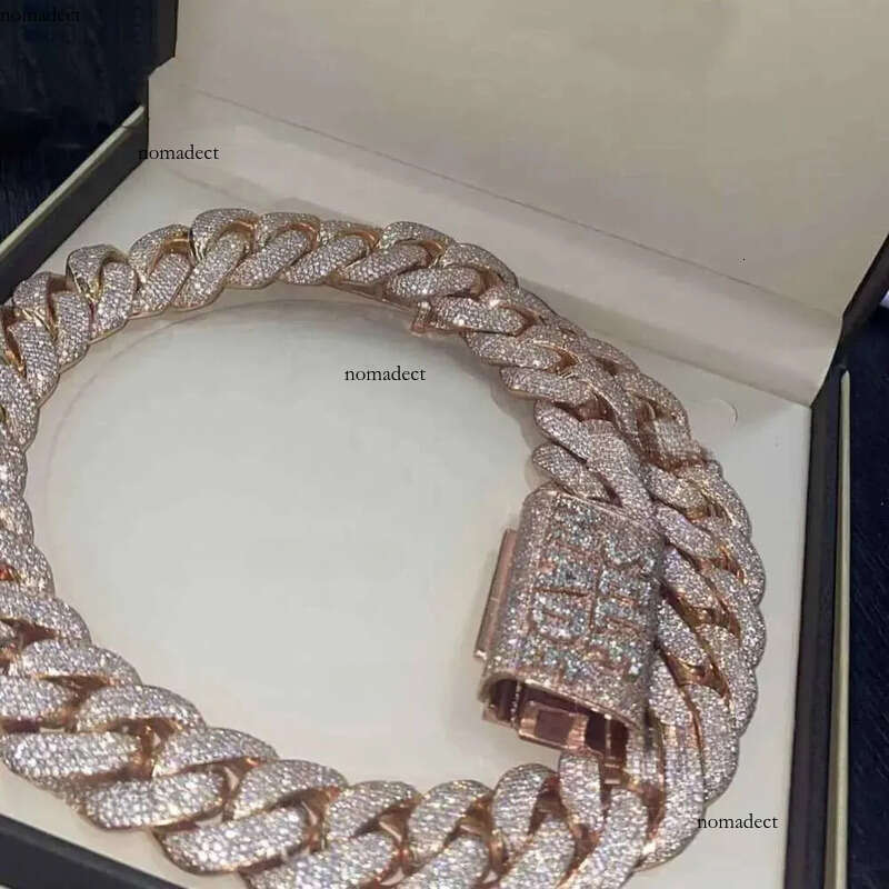 designer jewelry moissanite Pendant Necklaces Jewelry Hip Hop Rose Gold Custom Made Name Clasp Miami VVS Moissanite Dia cuban k iced out chain 62