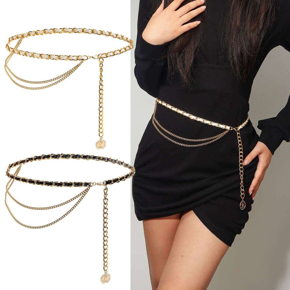 1pc Fashion Multi-Layer Metal Waist Chain for Women Versatile Dress Belt Accessory X260209