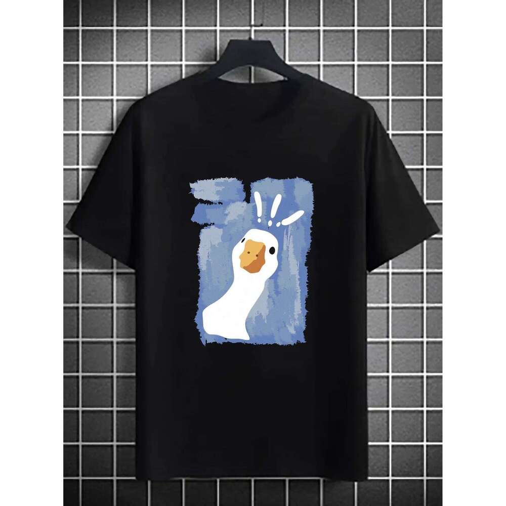 100% Cotton Women T-shirt Graffiti-art Confused Duck Printed Tees Shirt Summer Loose Tops Fashion Street O-neck Female Clothes X260209