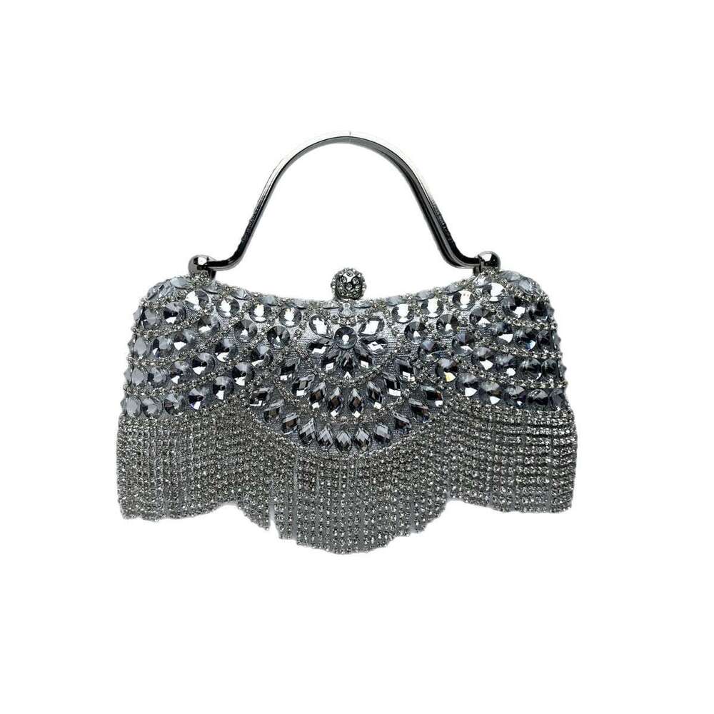 New Diamond-Studded Clutch With Tassel For Wear, Birthday, Wedding, Banquet, Single Shoulder, Crossbody, Evening Bag