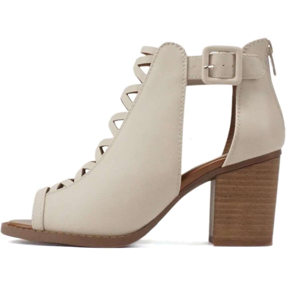 2026 Aran Women Open Toe Crisscross Straps Back Zipper High Heel Fashion Sandal With Adjustable Ankle Strap