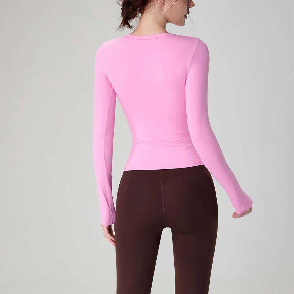 Women's Long Sleeve Yoga Quick Dry Sports Top Workout T-shirt Running Sexy Exposed Navel Fitness Gym Shirts Sportswear 26Y0209
