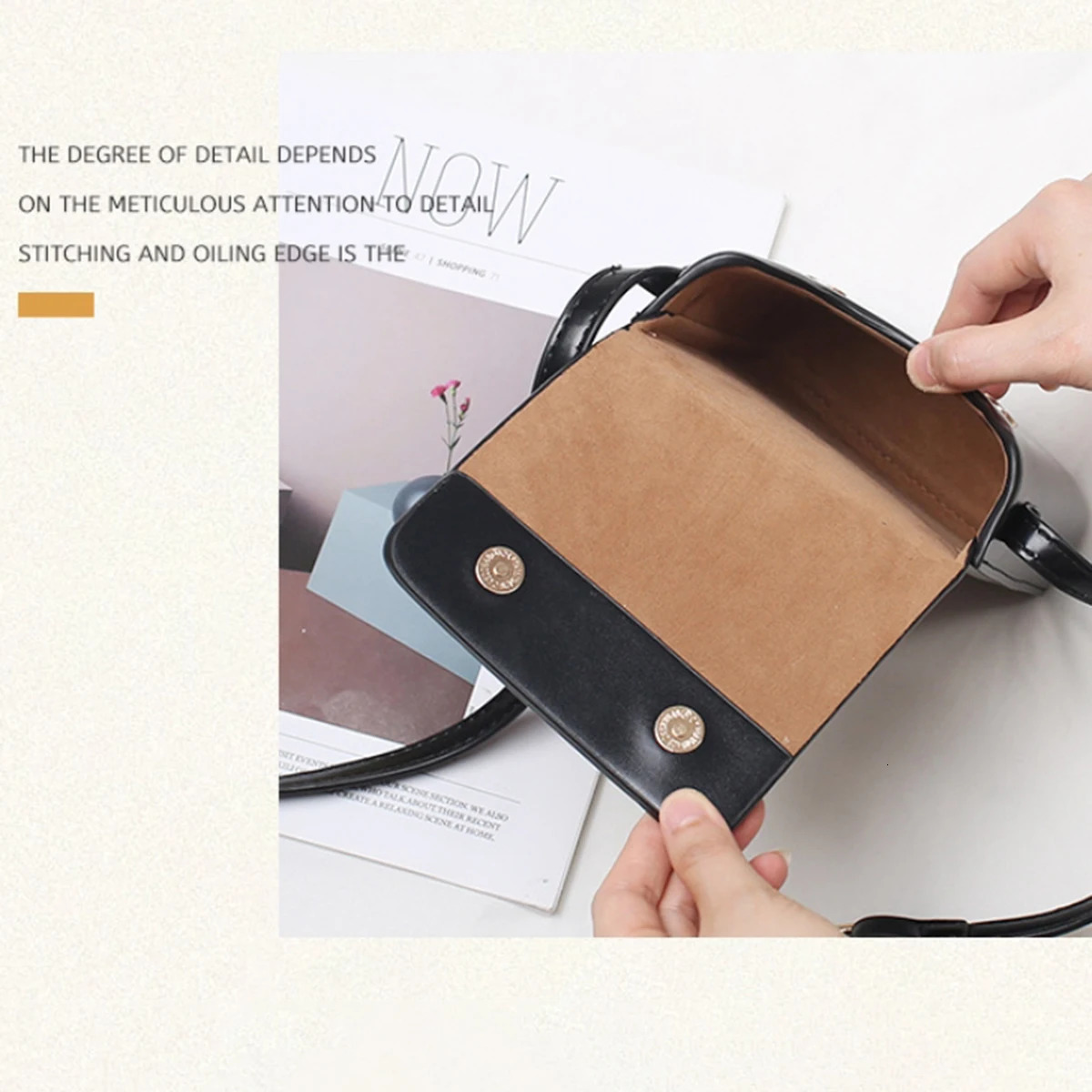 Versatile vertical Japanese and Korean simple flip phone bag commuting PU leather crossbody square singleshoulder 260208