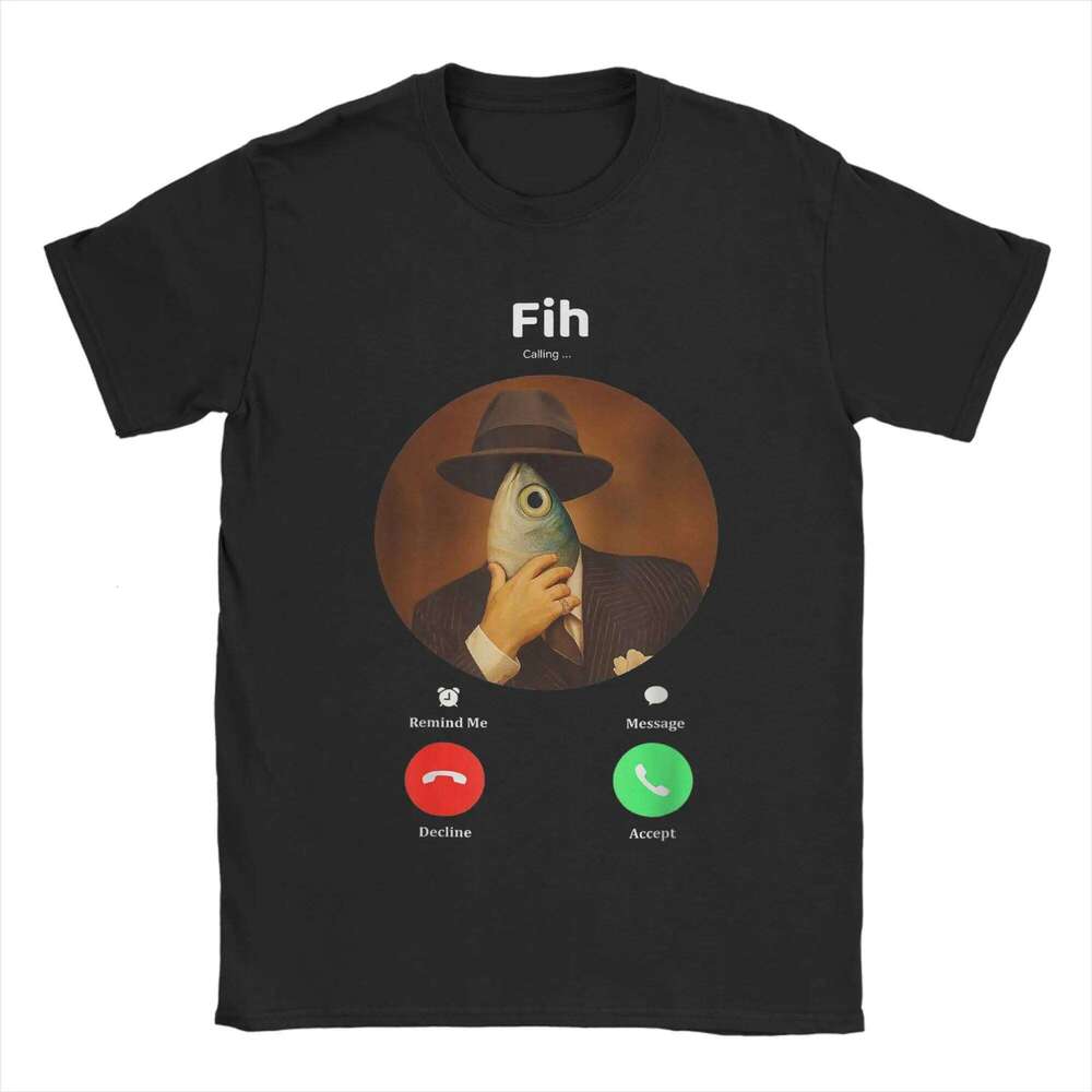 Fih Calling Meme T Summer Funny Fish Incoming Call Humor T-Shirts Tee Shirt for Short-Sleeved Casual Tops Women Clothing X260209