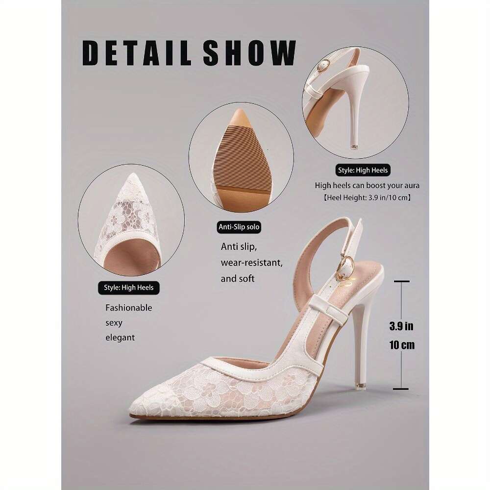 Lace Trimmed High Heels Women Elegant Sexy Pointed Toe Sandals For Summer Banquets Parties And Weddings Women Shoes MOJIDASHU