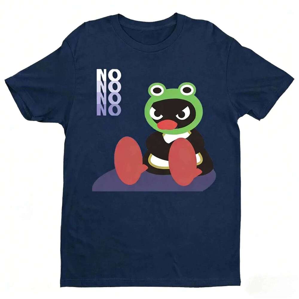 Cute Frog Head Cover Pingu NONONO Tshirt Funny Cartoon Printed Women Men Summer Daily Life Casual Crewneck Cotton Short Sleeve X260209