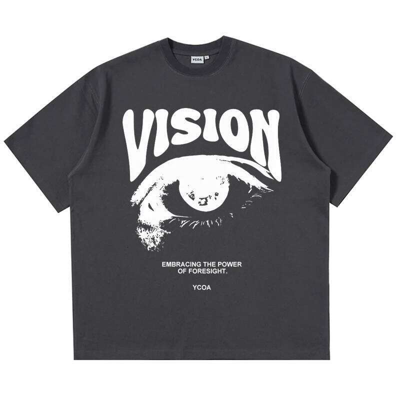 Men's T-Shirt Oversized 100% Cotton Eye Graphic Korean Summer Y2k Tops Tees Streetwear Harajuku Short Sleeve Aesthetic Clothing X260209