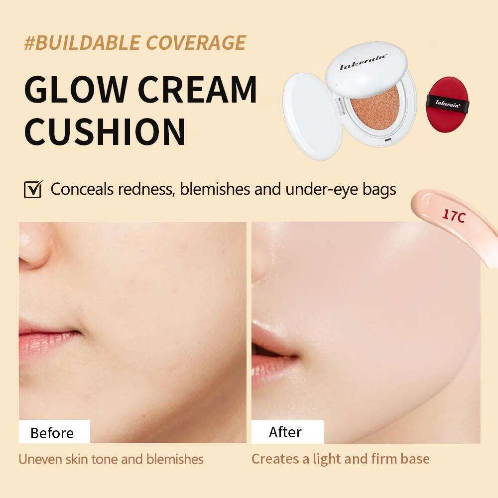 Glow CC Cream Cushion Natural Concealer Whitening Long-lasting Moisturizing Oil Control Foundation Face Base Makeup Cosmetic 26L0209