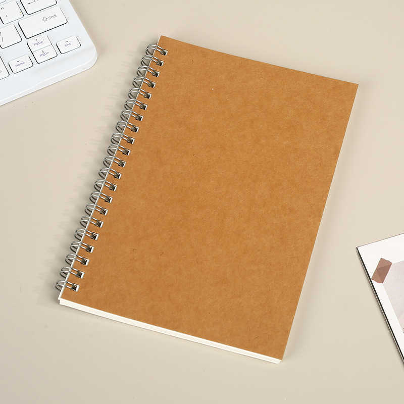 A5 Kraft Paper Spiral Notebook Printable Student Lined Notebook Business Office Notepad S260209