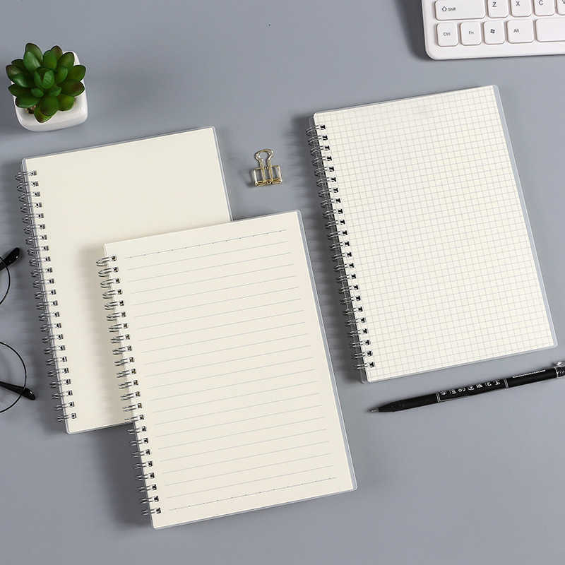 PPA5 coil-bound transparent notebook loose-leaf notebook notepad with frosted grid and horizontal lines S260209