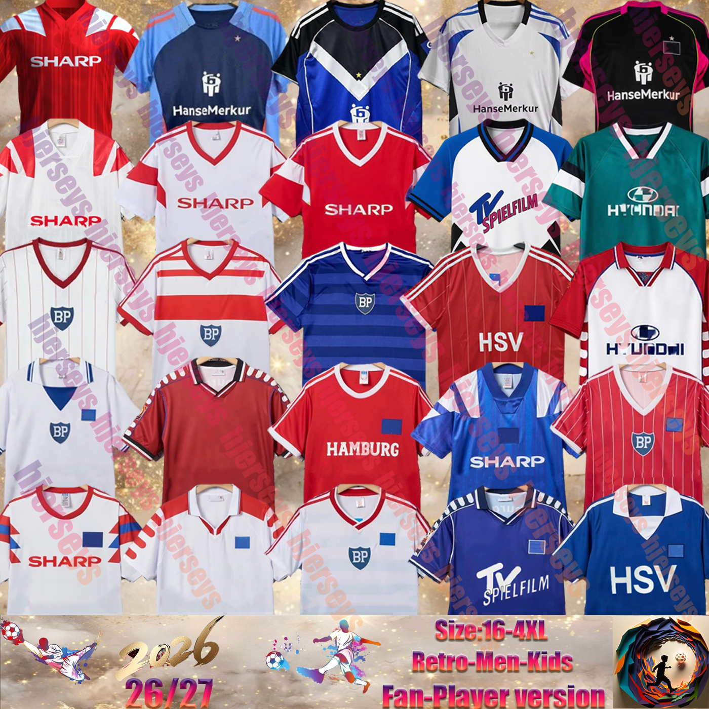 25 26 Hamburger SV Soccer Jerseys long sleeves Retro 1974 75 79 80 82 83 84 86 88 90 91 92 93 94 00 DOMPE REMBERG GLATZEL HSV JATTA STANGE REMBERG SCHONLAU HSV football shirt