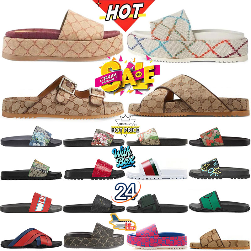 Women men Embroidered Canvas Flat Mules Platform Slippers Summer Sandals Embroidered Linen High Heel Sandal Platform Outdoor Sliders Shoes 35-44