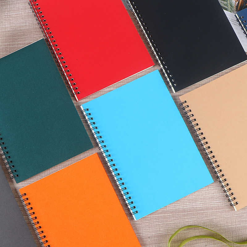 Coiled Kraft Paper Notebook Thickened Simple Office Meeting Notebook Side-Flip Loose-Leaf Tearable Notebook S260209