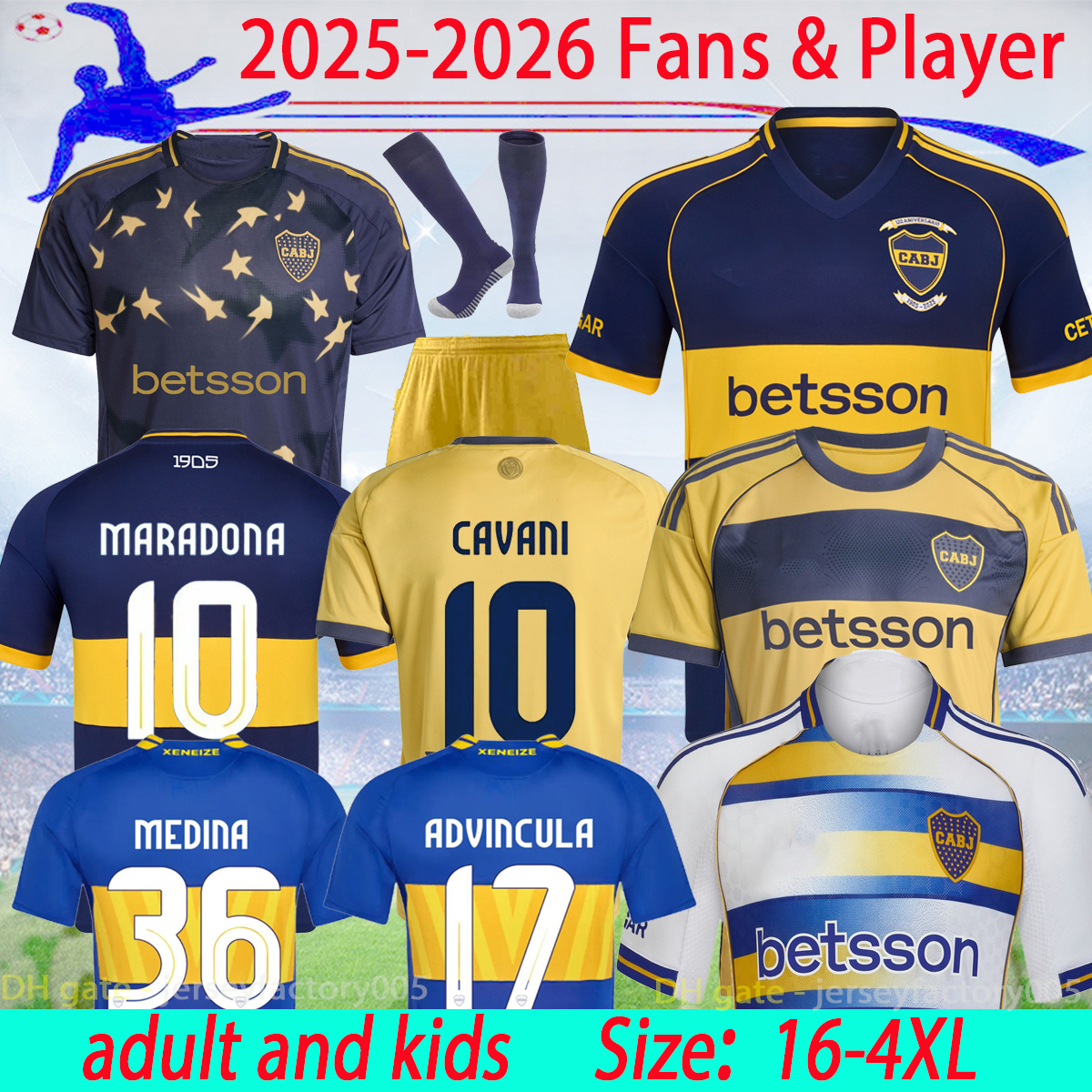25 26 CA Boca Juniors TEVEZ soccer jersey CAVANI home men kit ALEXIS DE ROSSI 2026 Fans players CARLITOS third camiseta futbol football kids Sets 16-4XL